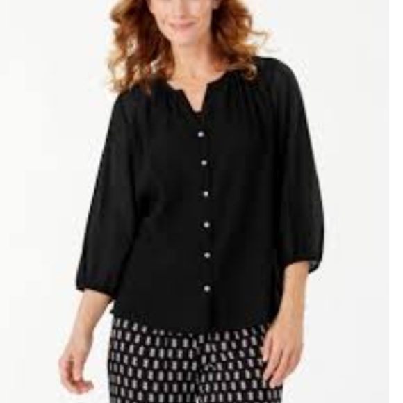 NWT BADGLEY MISCHKA BUTTONDOWN PEASANT TOP - Picture 1 of 5